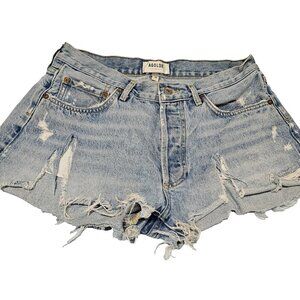 AGOLDE Parker Stone Washed Distressed Cut Off Jean Shorts Women Size 28 Swapmeet